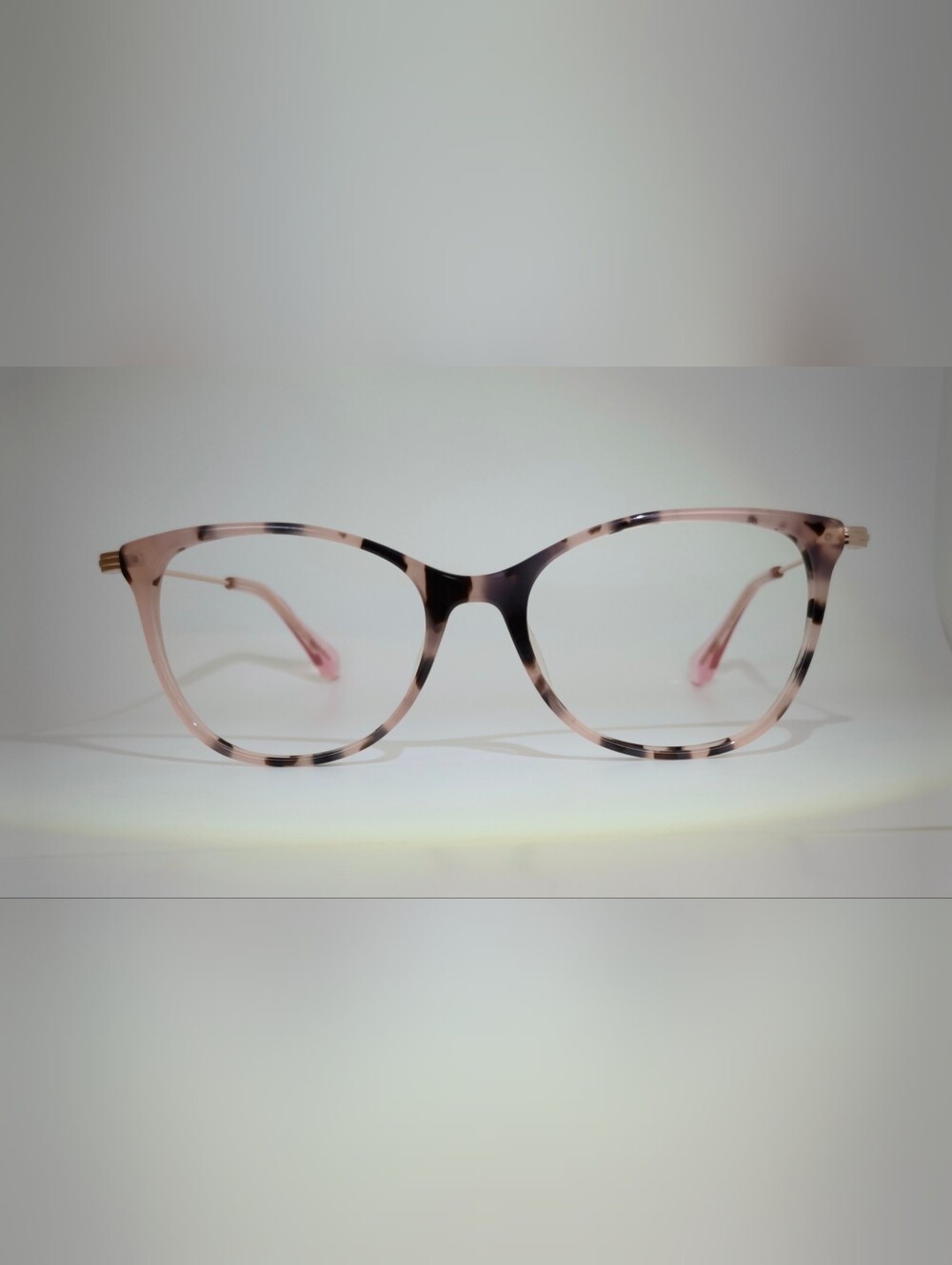 Idylle. Pink Tortoiseshell Cat-Eye Women's Glasses. Rose Gold Metal